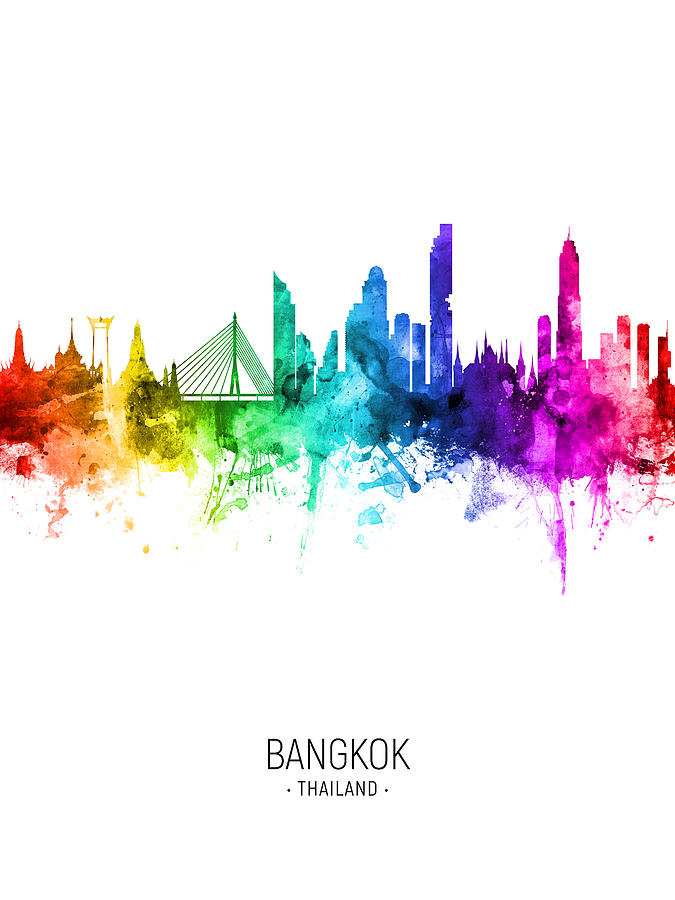 Bangkok Thailand Skyline #50 Digital Art by Michael Tompsett