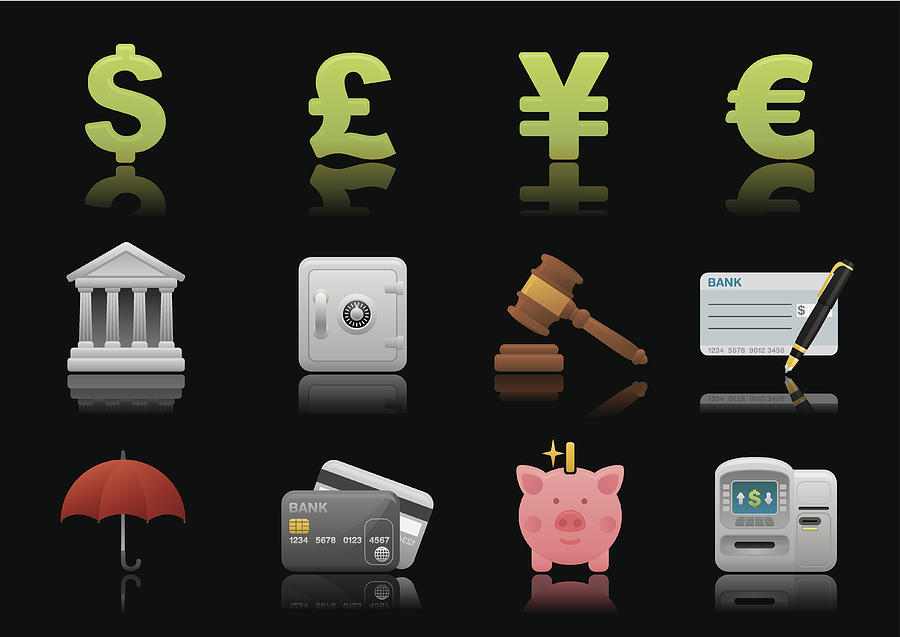 Banking & Finance icons | Premium Matte series Drawing by Runeer