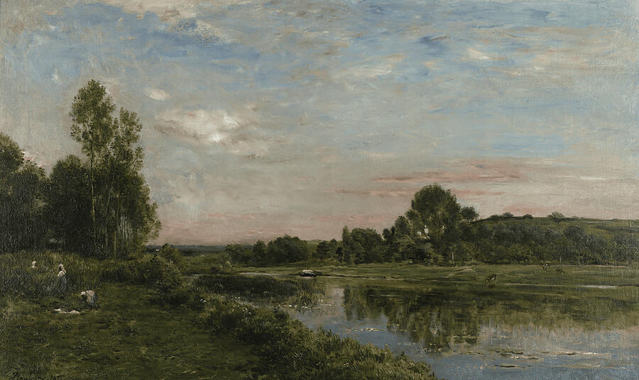 Banks of the Oise River - Charles-Francois Daubigny Digital Art by Samuel HUYNH