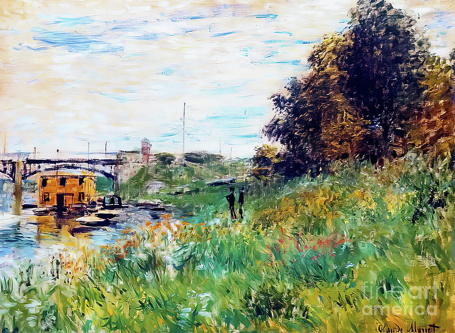 Banks of the Seine at the Argenteuil Bridge by Claude Monet 1874 Painting by Claude Monet