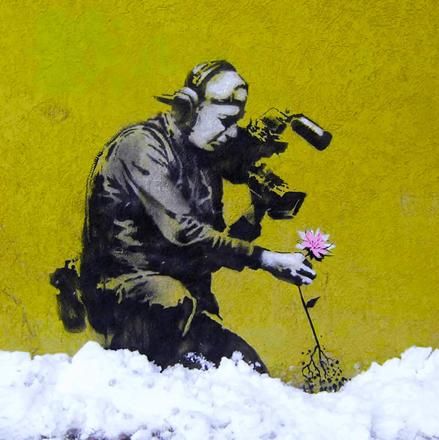 Banksy Cameraman and Flower Poster aesthetic Painting by Ashley Eva ...