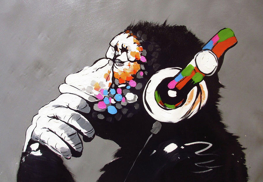 Pulp Fiction Painting - Banksy DJ Monkey by Banksy