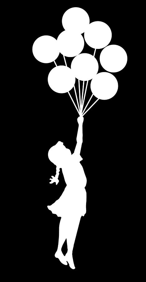 Banksy flying girl by balloons Poster green Painting by Lee Jake | Fine ...