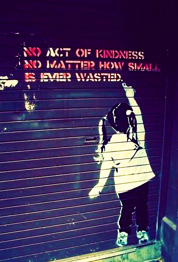 Banksy Girl Act of Kindness Poster blue Painting by Julie Elliot | Pixels