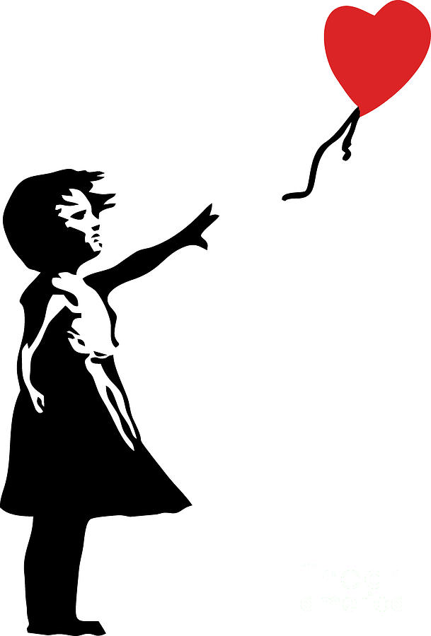 Girl Mixed Media - Banksy Girl Heart Balloon by Banksy