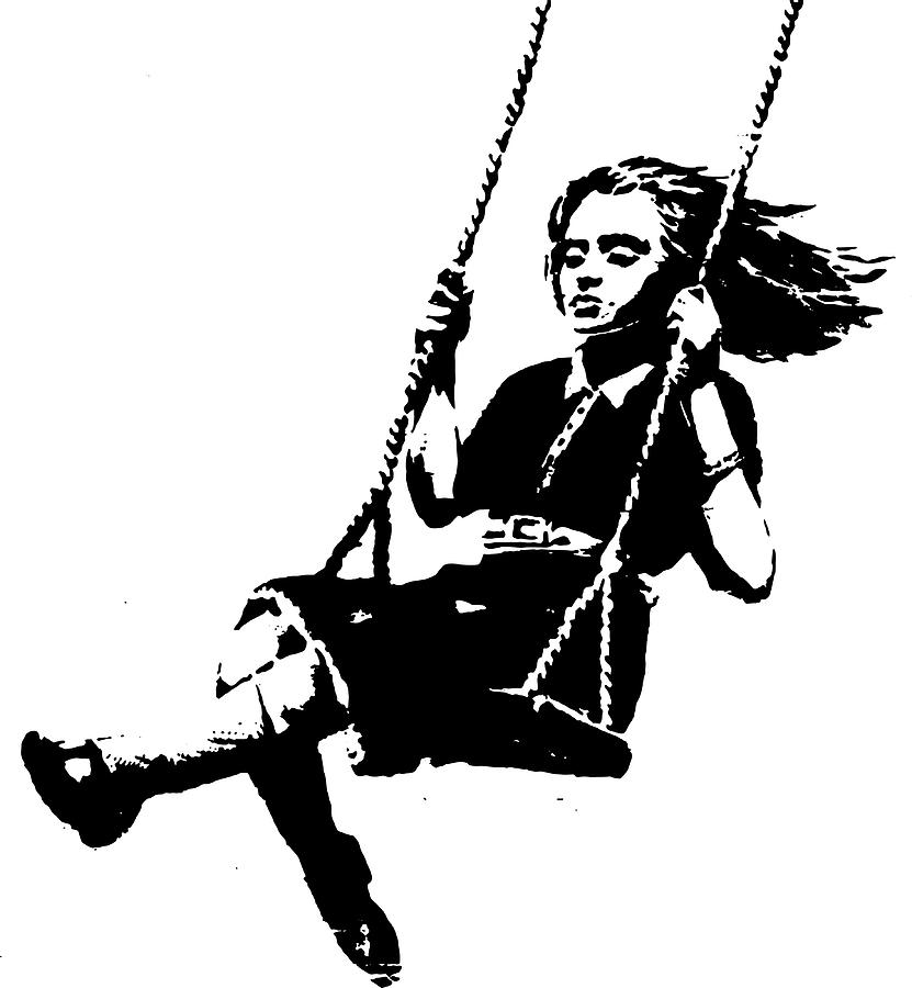 Banksy Girl on Swing Poster 80s Painting by Wilkinson Fred | Fine Art ...