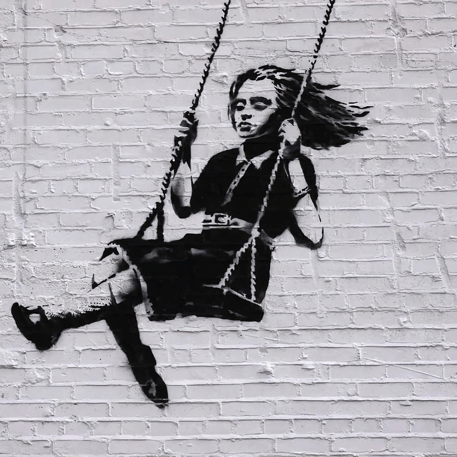 Banksy Girl on Swing Poster Painting by Davis Eleanor - Fine Art America