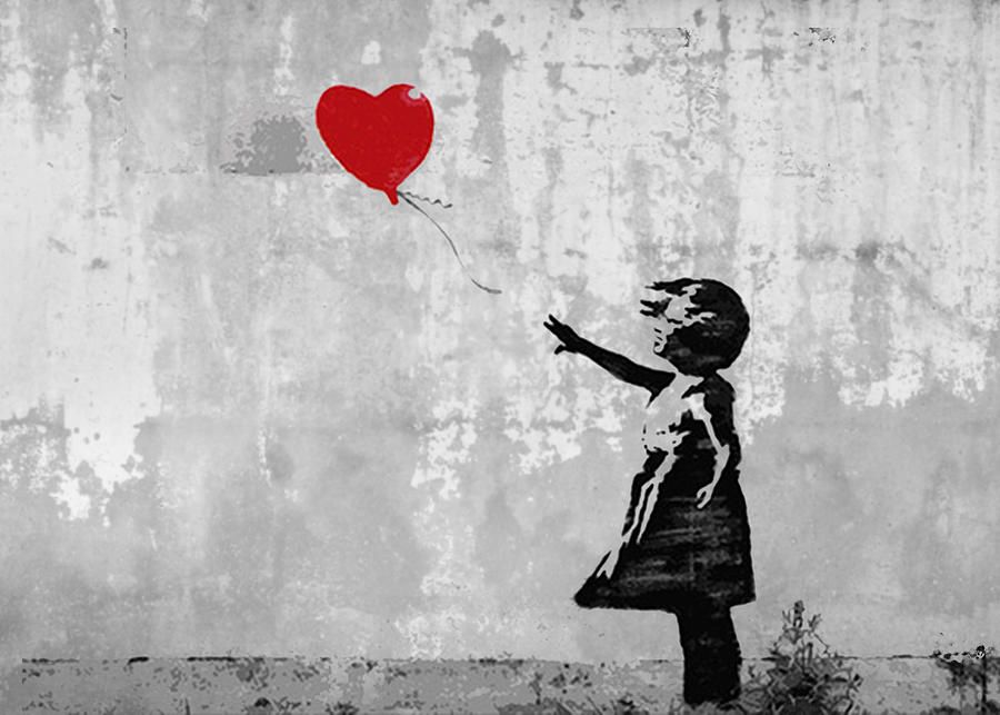 Banksy - Girl with balloon Painting by Banksy PhatVo remix - Fine Art ...