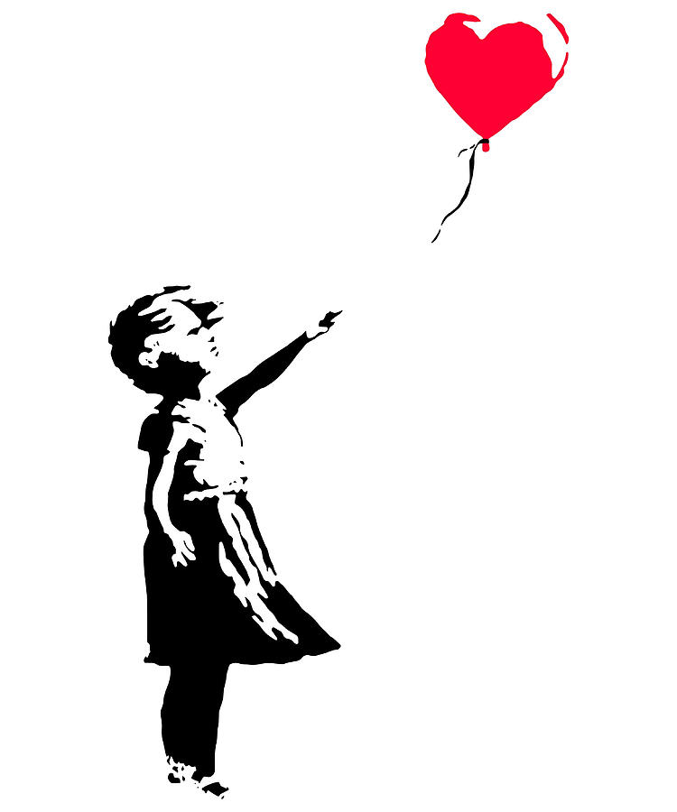 Banksy Girl with Balloon Shredded Art Stencil Gi Painting by Jacob ...