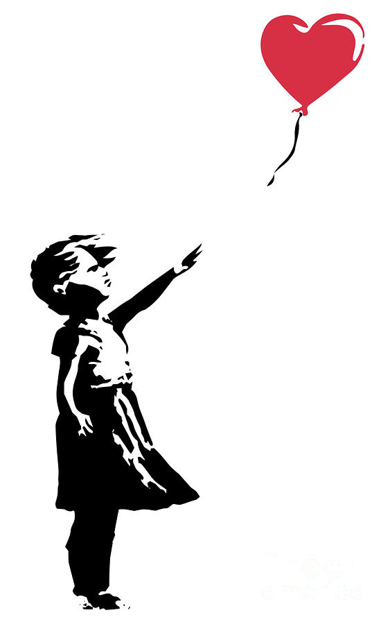 Banksy Girl with Heart Balloon Fling Away and She is Reaching for the ...