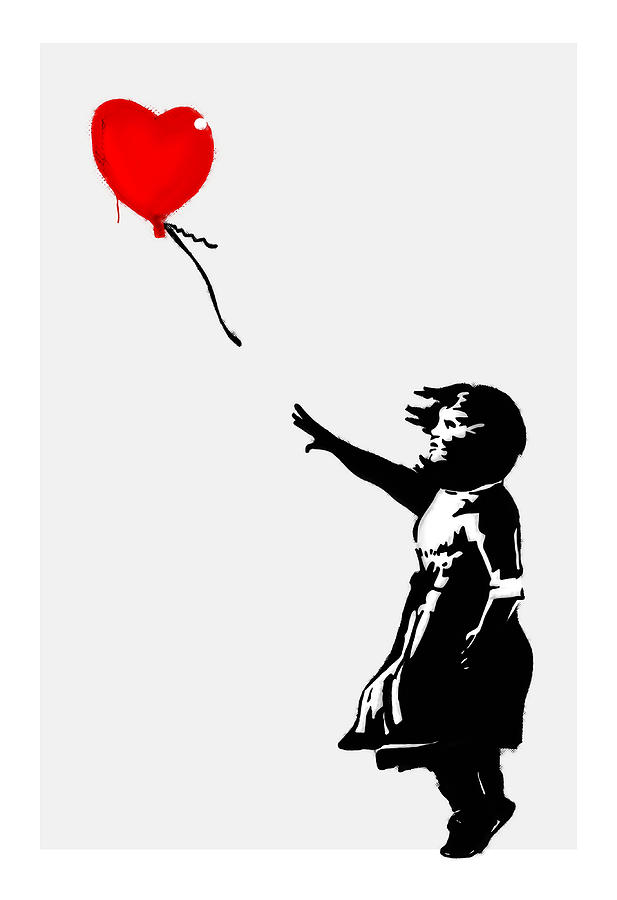 Banksy Girl with heart balloon graffiti street Painting by Jacob Taylor ...