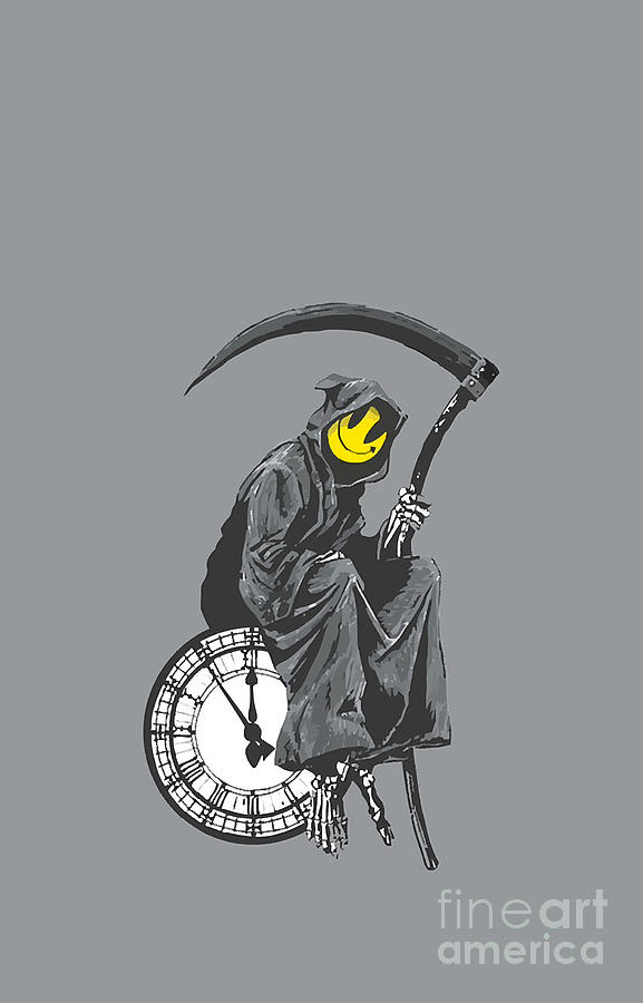 Banksy Grim Reaper Clock Digital Art by Ha Pham