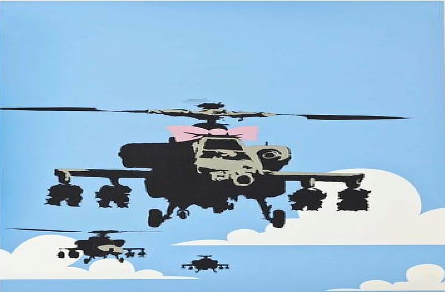 Banksy Happy Choppers Poster humor Painting by Tony Jeremy - Fine Art ...