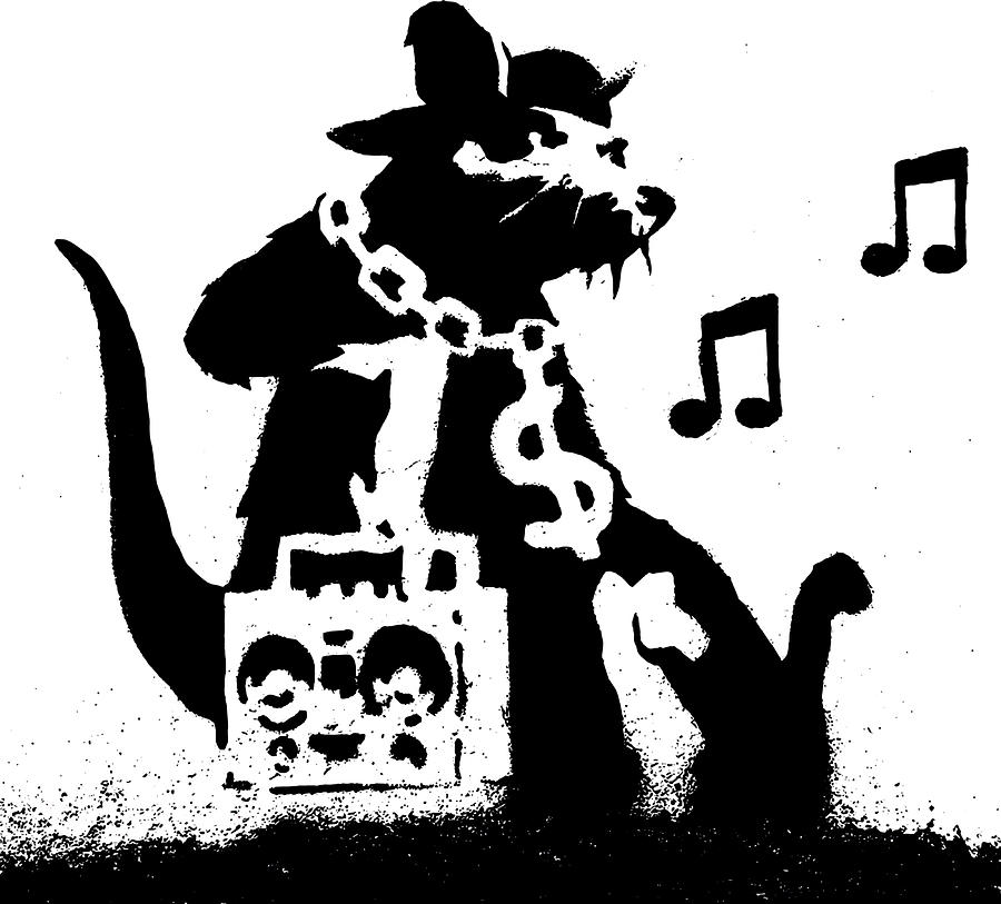 Banksy Hip Hop Music Rat Poster gift Painting by Paul Nathan | Fine Art ...