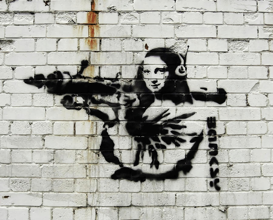 Banksy Mona Lisa Bazooka Poster tumblr Painting by Walker Grant - Fine ...