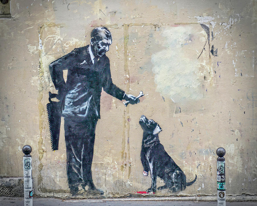 Banksy Paris Man with Dog Photograph by Gigi Ebert - Pixels