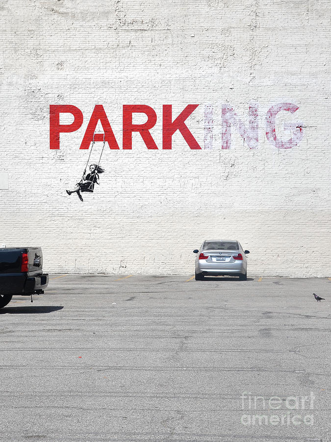 Banksy Park ing Canvas Print Graffiti Stencil Girl Parking Street Art Prints 