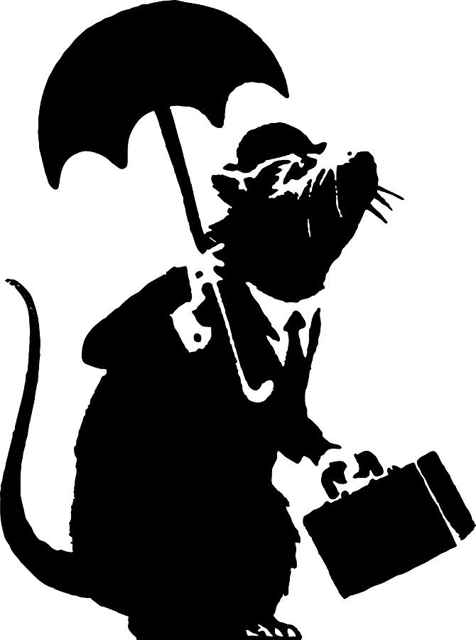 Banksy rat umbrella and briefcase 2 Poster Painting by Rose Hunt | Pixels