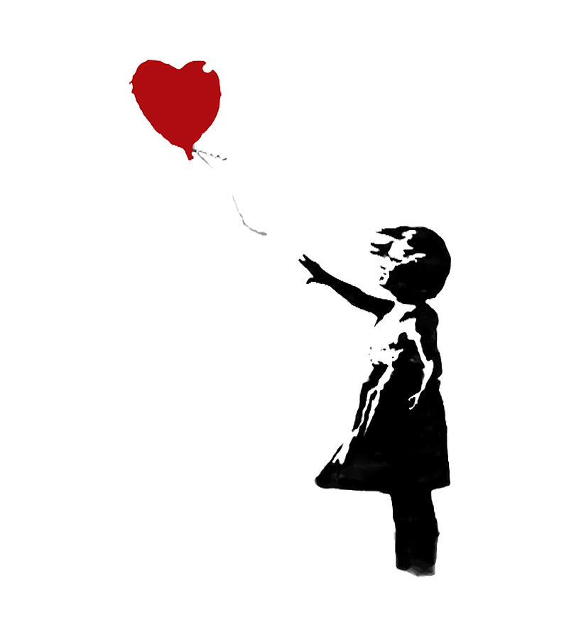 banksy Red Heart Balloon Girl Poster vintage Painting by Emily Paul ...