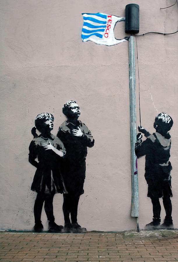 Banksy Very Little Helps Poster retro Painting by Hunt Shaw | Fine Art ...