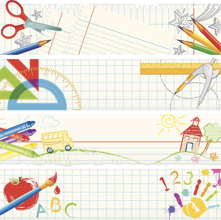 Banners – School Tools Drawing by Jammydesign