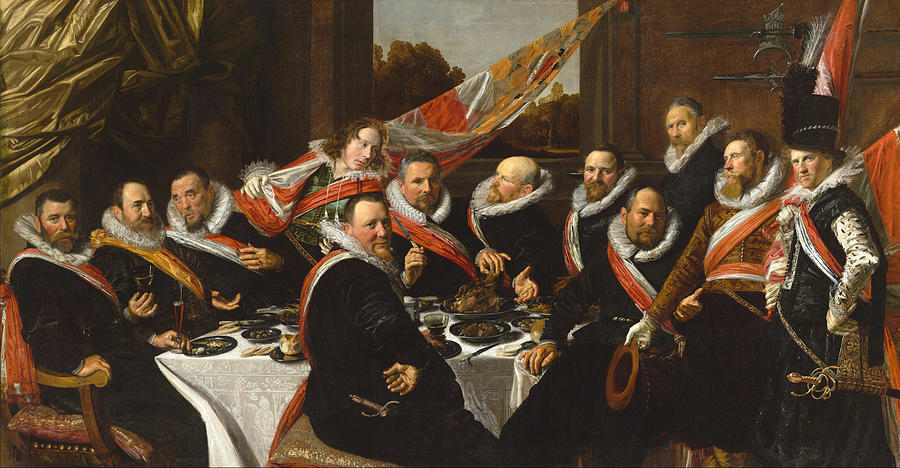 Frans Hals Painting - Banquet of the Officers of the St George Civic Guard  by Frans Hals