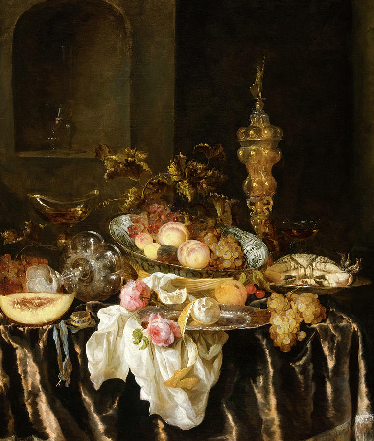 Banquet Still Life with Roses, 1665 Painting by Abraham van Beyeren ...