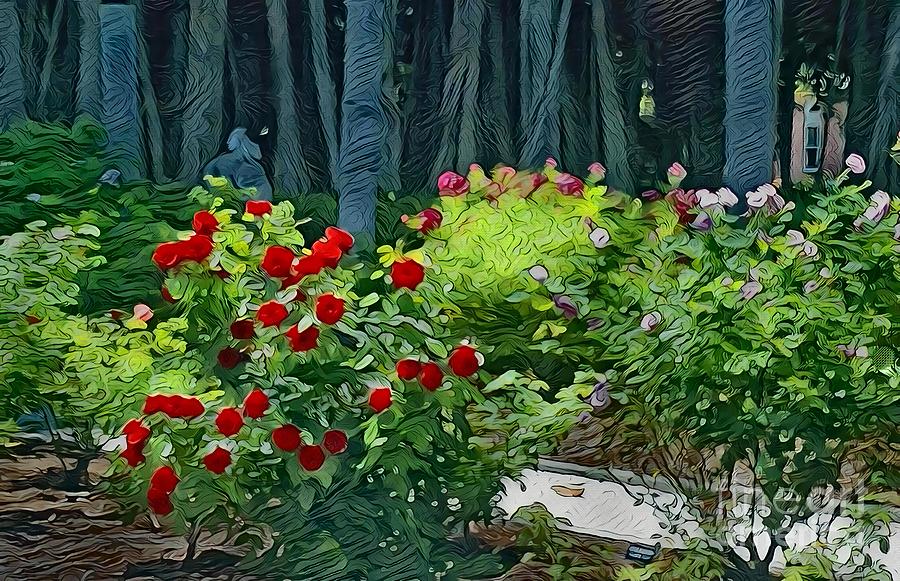 Banyon Forest And Roses  Digital Art by Rachel Hannah