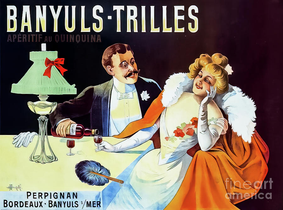Banyuls Trilles Fortified Wine Aperitif Drinks Poster 1912 Drawing by M G Whittingham