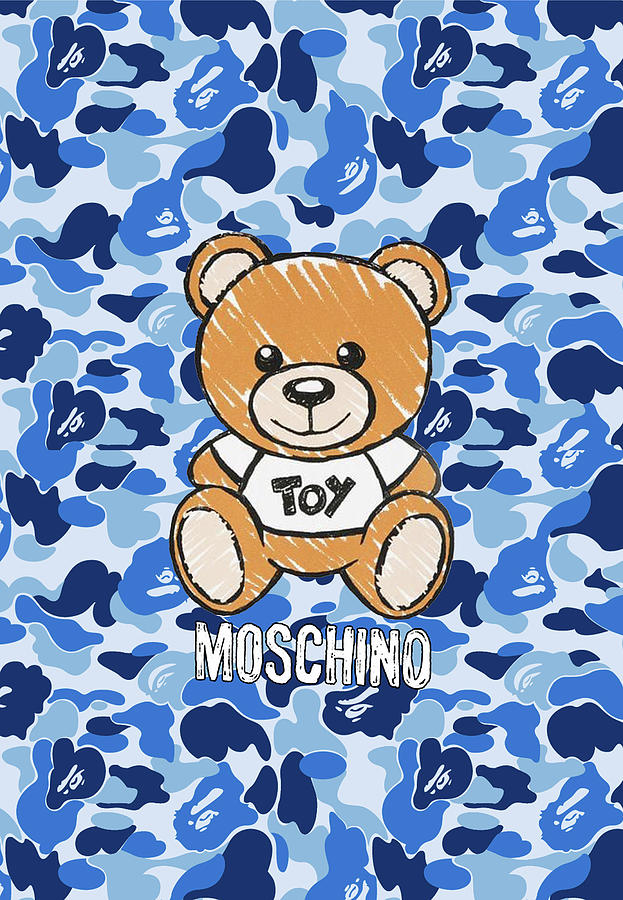 Bape Blue x Teddy Bear Digital Art by Berkah Design | Pixels