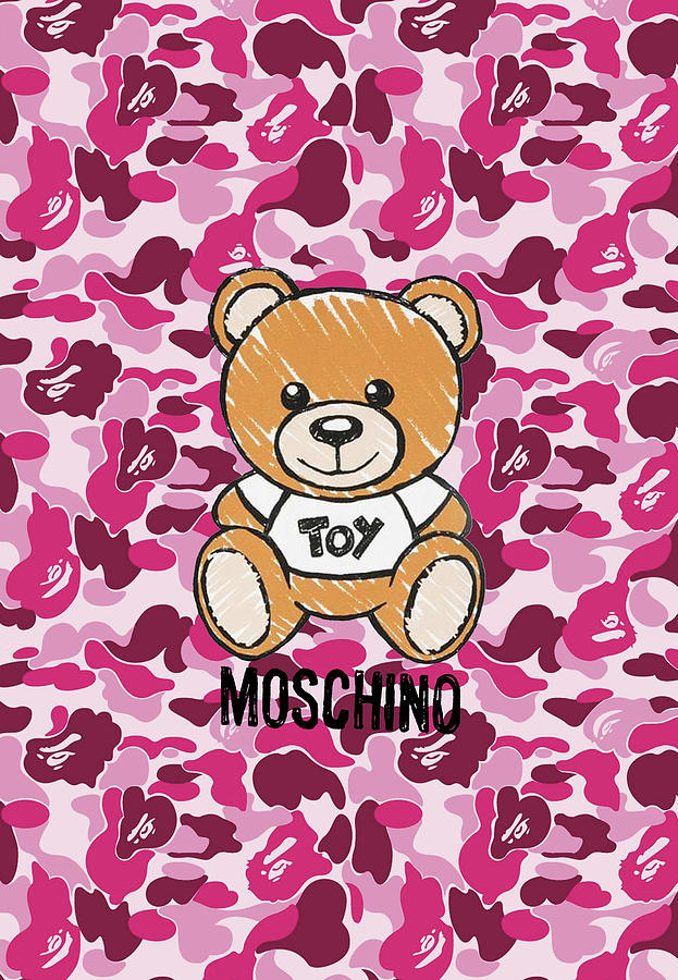 BApe Pink X Teddy Bear Digital Art by Rose Miranda | Pixels
