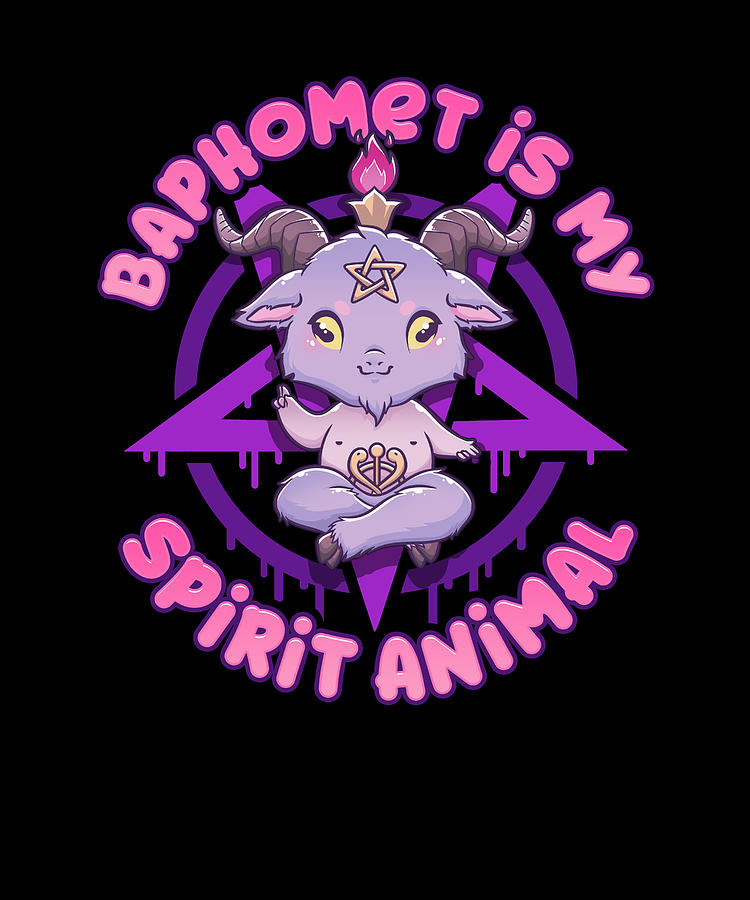 Jesus Christ Digital Art - Baphomet Is My Spirit Animal I Cute Satanic Goat print by Bi Nutz