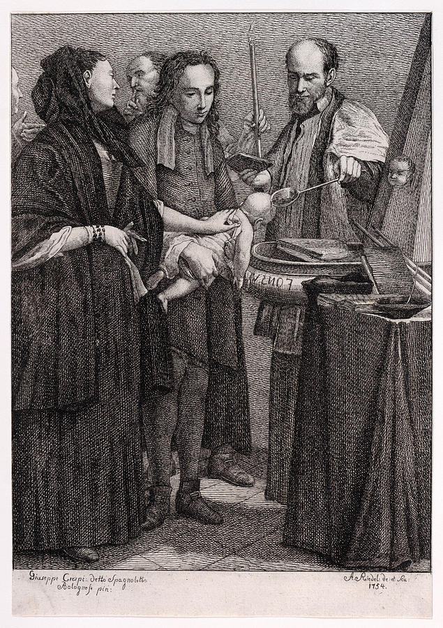 Baptism Drawing by Johann Anton Riedel