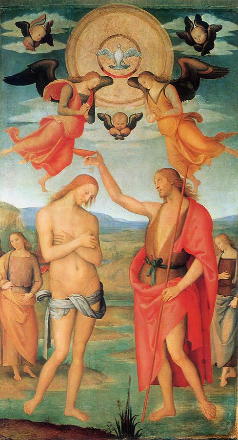 Baptism of Chris 1480 Painting by Pietro Perugino
