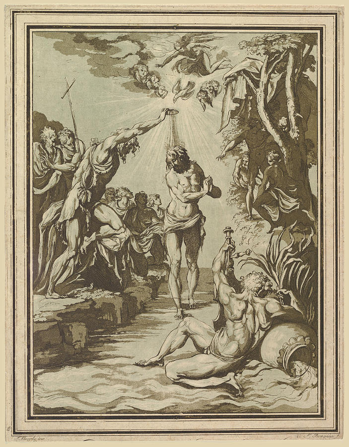Baptism of Christ  Drawing by Francesco Rosaspina