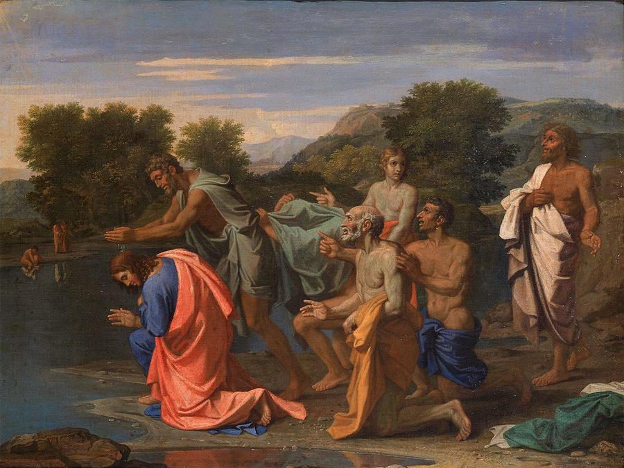 Baptism of Christ Painting by Nicolas Poussin | Fine Art America