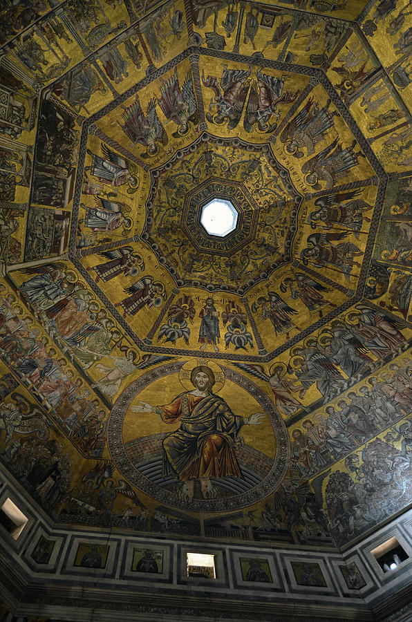 Baptistry Interior Dome Tile Mosaics and Oculus in Florence Italy Photograph by Shawn OBrien