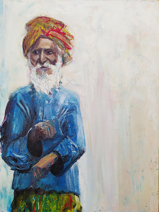 Bapuji Explaining How it Works Painting by Sylvia Brallier