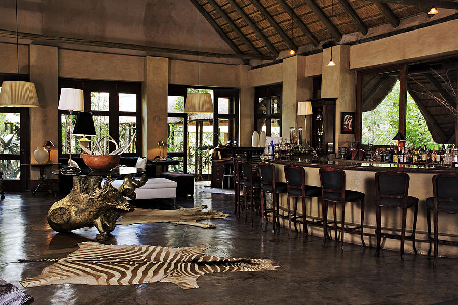Bar at the ultra luxurious Chitwa Chitwa Private Game Lodge, situated in the world famous Sabi Sand Game Reserve, bordering the Kruger National Park. South Africa (PR: Property Released) Photograph by Martin Harvey