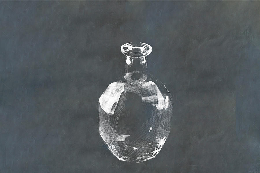 Bar Decanter Sketched In Chalk On Blackboard Photograph