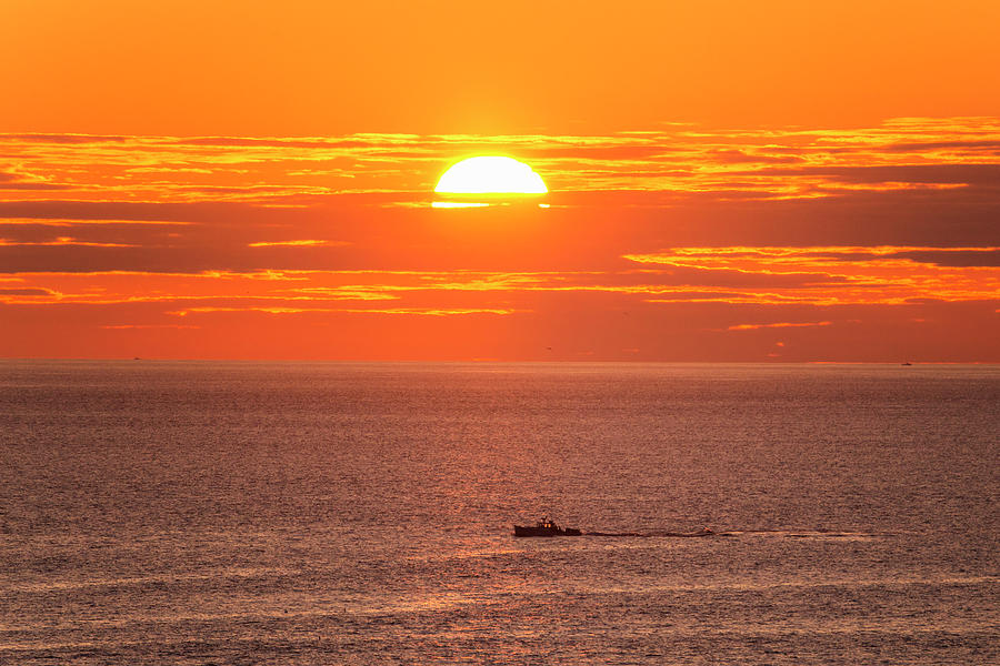 Bar Harbor Fishing Boat Sunrise Photograph by Stephanie McDowell Fine