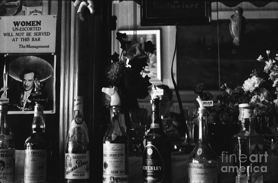 Bottle Photograph - Bar in Chicago prohibiting unescorted women, 1954  by The Harrington Collection