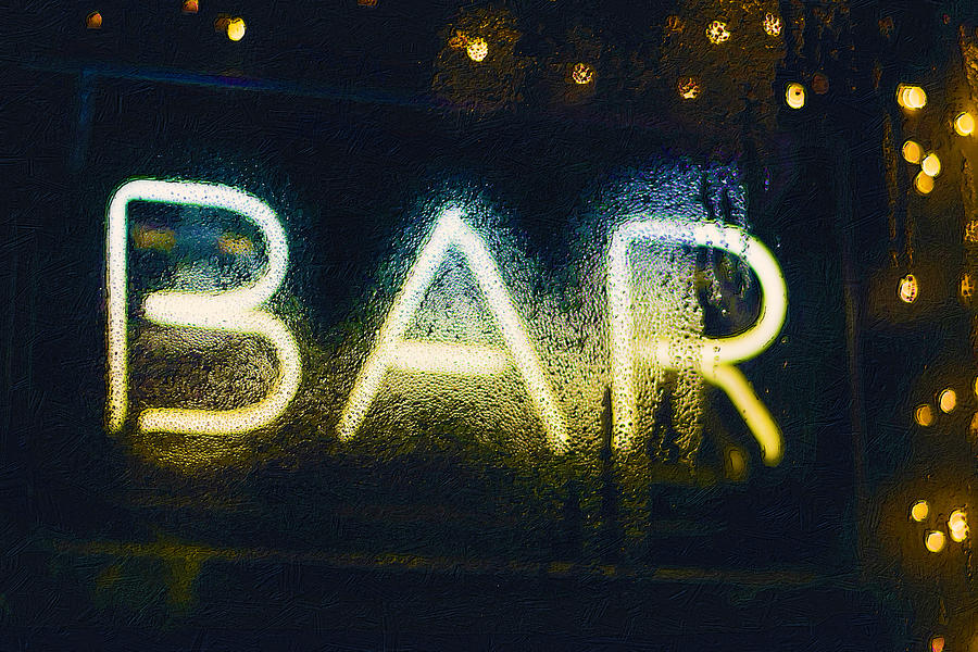 Bar Neon Sign Bar Art Painting by Tony Rubino