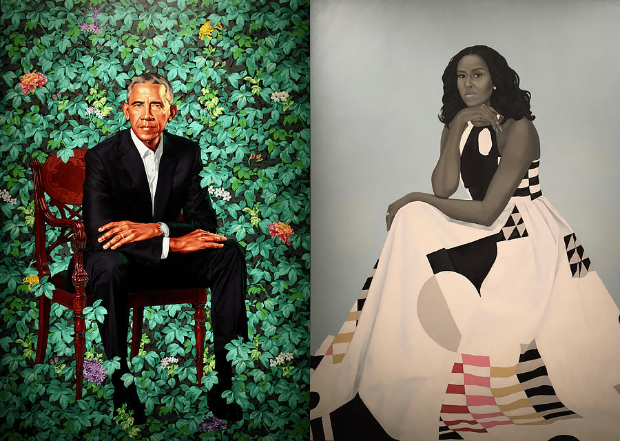 Barack and Michelle Obamas portraits Canvas Painting by Clark Patel ...