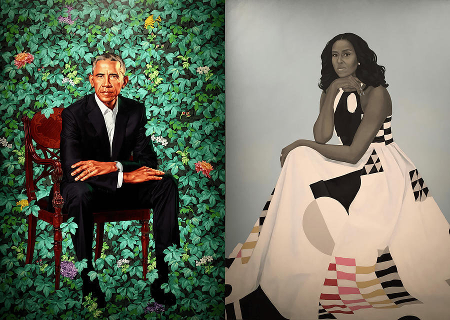 Barack And Michelle Obamas Portraits Canvas Painting By Kelly Luke   Barack And Michelle Obamas Portraits Canvas Kelly Luke 