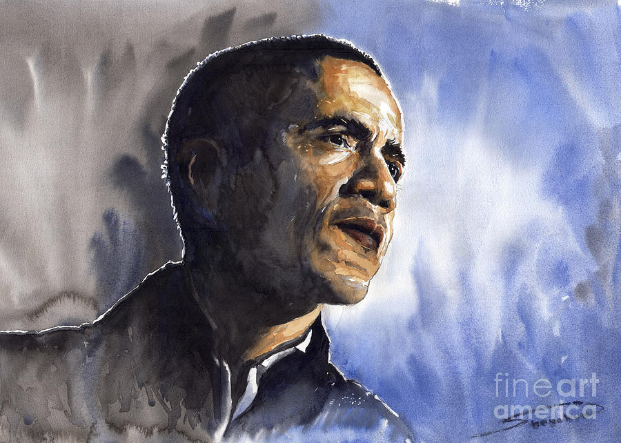 Watercolour Painting - Barack Obama 01 by Yuriy Shevchuk