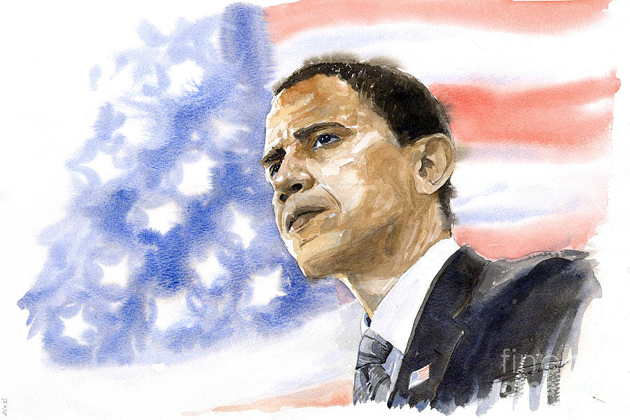 Watercolour Painting - Barack Obama 03 by Yuriy Shevchuk Watercolour Painting - Barack Obama 03 by Yuriy Shevchuk