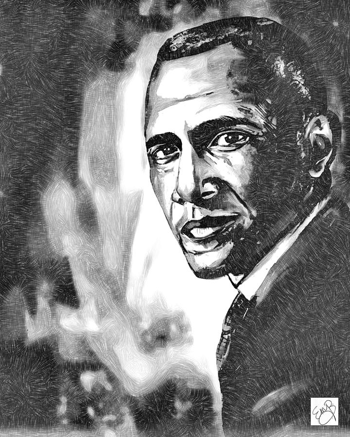 Barack Obama 3A Mixed Media by Eileen Backman