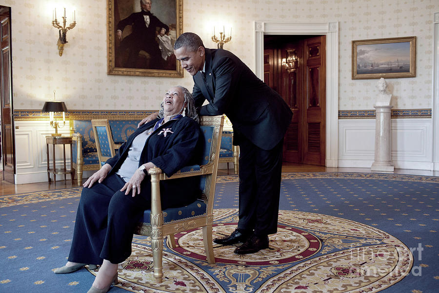 Barack Obama And Toni Morrison Photograph by Granger