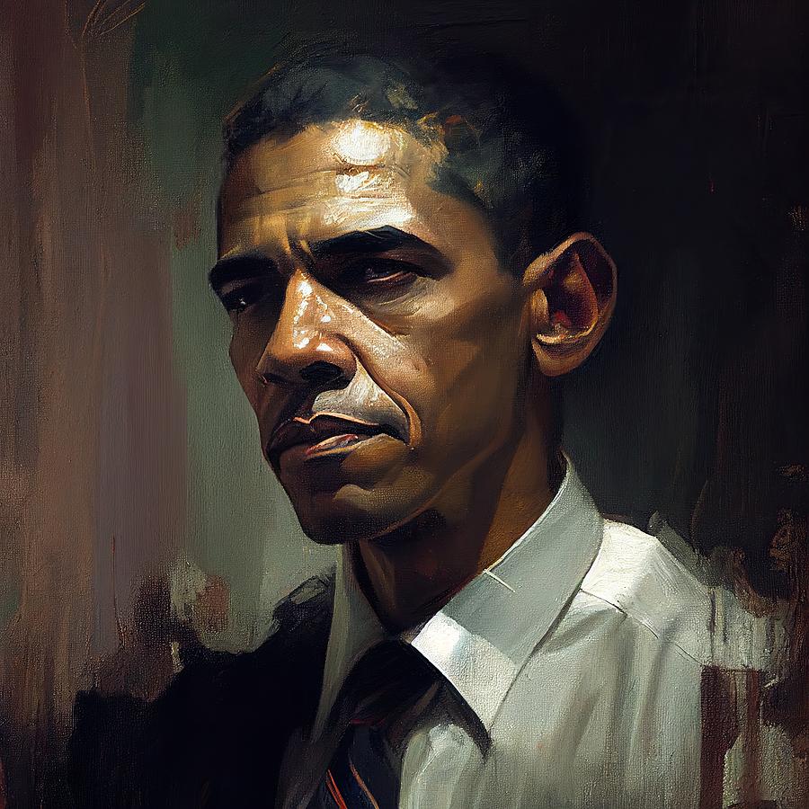 Portrait Painting - Barack Obama No.2 by My Head Cinema